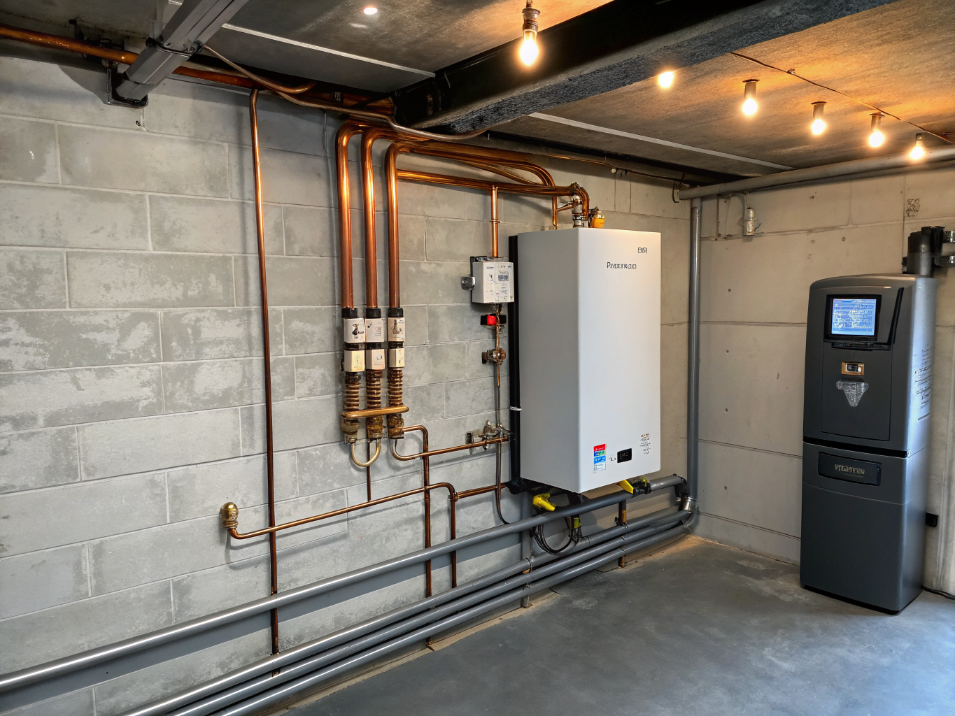 Realistyczna ilustracja czystego systemu ogrzewania centralnego w nowym domu